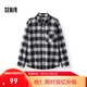 森馬（Semir）[商場(chǎng)同款]長(cháng)袖襯衫男純棉法蘭絨格子外套2025秋冬新款經(jīng)典百搭 黑色調00499 M