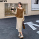 WFKV春裝搭配大碼女裝胖mm馬甲外套連帽連衣裙子時(shí)尚減齡兩件套裝女 3269咖色馬甲 3XL 【160-180斤】