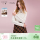 三彩2025冬季新款立領(lǐng)針織衫花邊拼接毛衫修身內搭女 米白色 L 165/88A