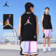 Jordan耐克AJ童裝兒童背心夏季男童籃球服透氣圓領(lǐng)球衣無(wú)袖上衣 正黑色