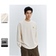 太平鳥(niǎo)男裝立體肌理感長(cháng)袖T恤2025春圓領(lǐng)刺繡打底衫舒適體恤 米白 第三批建議拍小一碼 M