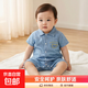 【夏季牛仔爬服】嬰幼兒衣服連身薄款短袖牛仔爬服 寶藍色 圓領(lǐng)牛仔哈衣 100cm （28-35斤）
