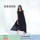 ERDOS【絲錦縐】25夏季寬松A字綁帶設計無(wú)袖小黑裙不規則裙擺女連衣裙 黑 M 165/84A