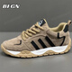 BFGN輕奢牛皮阿甘鞋男鞋2026春夏季新款老爹鞋軟底運動(dòng)鞋子男士休閑鞋 卡其色【皮面】-高端男鞋 41 皮鞋碼