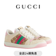 GUCCI古馳Screener系列女士GG水晶運動(dòng)鞋 米色和烏木色 36