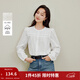 茵曼（INMAN）2025秋冬女裝新款100棉法式鏤空壓褶白襯衫通勤顯瘦長(cháng)袖襯衣  云朵白 M
