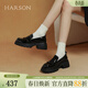 哈森流蘇厚底樂(lè )福鞋女春季黑色牛皮革深口單鞋HS252512 黑色 牛皮革(涂覆層除外) 36 (230mm)