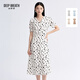 深呼吸DEEP BREATH女裝法式V領(lǐng)氣質(zhì)收腰碎花連衣裙A500197 白-黑點(diǎn) L (4)