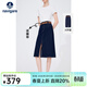 Navigare意大利小帆船百搭半身裙秋季通勤開(kāi)叉a字裙顯瘦高腰白色牛仔半裙 海軍藍 L