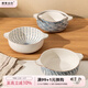 摩登主婦雙耳湯碗日式餐具大容量面碗家用飯碗釉下彩陶瓷碗 8.5英寸雙耳碗（線(xiàn)條）