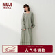 MUJI IDEE 女式 強捻抽褶裙長(cháng)半身裙女裙子女裝26年夏季 GA65CC6S 煙熏綠色 L (165/72A)