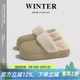 樸西厚底防水棉拖鞋女士冬季外穿加絨加厚保暖家居包跟踩腳情侶棉鞋女 卡其色 36-37