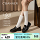 千百度（C.BANNER）皮鞋女2025春季新款JK樂(lè )福鞋單鞋A25152303 黑色 37