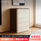 CUERO DESIGN奶油風(fēng)全實(shí)木斗柜臥室客廳收納儲物柜輕奢現代五斗柜床尾置物柜 （80x40x98cm）五斗柜【暖白色+胡桃木紋】 【免費上門(mén)安裝】