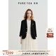 茶·愫【通勤文藝】puretea茶愫黑色西裝絲絨短外套女七分袖2025夏新款 石墨黑 L