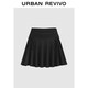 UR2026夏季新款女裝潮流褶皺雙蝴蝶系帶半裙UYV550074+ 黑色 (偏短) S
