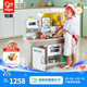 Hape廚房玩具 兒童過(guò)家家木質(zhì)仿真烹飪廚房收納一體親子互動(dòng)玩具 電動(dòng)旋風(fēng)烹炒廚房—豪華版3-6Y