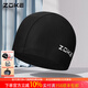 洲克（ZOKE）成人布泳帽男女款通用游泳帽男士游泳裝備布帽泳帽兒童不勒頭泳帽 黑色 621603312-2