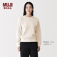 MUJI女式華夫格編織圓領(lǐng)長(cháng)袖T恤上衣女裝打底衫26年春季 BB2TVA6S 原色 M （160/84A）