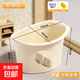 兒童泡澡桶兒童洗澡盆寶寶游泳浴桶可坐家用大號沐浴桶 小號米白色+禮包0~3歲