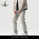 薩拉維夫（SLLAVIF）品牌男士牛仔運動(dòng)褲男春季2024新款薄款潮牌水洗修身直筒小腳褲子 復古藍 28 95斤-110斤
