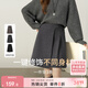尚都比拉含綿羊毛通勤半身裙女冬季小個(gè)子保暖百褶A字裙高腰厚款毛呢裙子