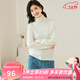 金菊【100%綿羊毛上衣】秋冬新高領(lǐng)堆堆領(lǐng)簡(jiǎn)約長(cháng)袖打底毛衣女式羊毛衫 白色 L (165/88A)