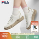 FILA斐樂(lè )女鞋復古帆布鞋2025夏新款曲奇鞋輕便舒適休閑鞋百搭小白鞋 豆腐白-TF 37.5