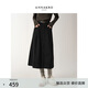 玖姿·安娜蔻休閑工裝風(fēng)單排扣松緊腰半身裙長(cháng)裙女2025冬季新款 素黑 M