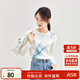 尚都比拉氣質(zhì)通勤抽象印花長(cháng)袖t恤女秋季百搭圓領(lǐng)內搭打底上衣 白色 L 