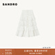 SANDRO春夏女裝法式時(shí)尚優(yōu)雅白色鏤空紐扣長(cháng)款蛋糕裙長(cháng)款半身裙 10/白色 XS (34)