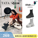 他她（TATA）孫樂(lè )言同款喵爪靴子女襪靴厚底瘦瘦靴彈力短筒靴時(shí)裝靴 黑色 34