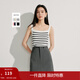 茵曼（INMAN）條紋方領(lǐng)針織吊帶小背心2026夏季女裝新款短款修身百搭上衣 白黑條 L