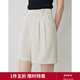初語(yǔ)垂順爽滑休閑短褲女2024年夏季新款高腰舒適闊腿褲 米灰色 S