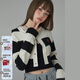 CHUU條紋外套女2026春季新品愛(ài)心小個(gè)子復古短款長(cháng)袖上衣針織開(kāi)衫 黑白條紋 均碼