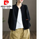 皮爾卡丹（pierre cardin）女士休閑短外套運動(dòng)24新款春秋百搭工裝上衣寬松夾克秋季棒球服 黑色 XL 建議125-140斤