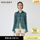 moussy【新復古回潮】 復古森系風(fēng)條紋褶裥雪紡襯衫女010ISS30-8781 035花紋綠色 均碼