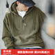 馬登工裝 復古搖粒絨連帽衛衣加絨保暖內搭抓絨打底衫秋季疊穿外套男 軍綠色 2XL