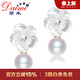 黛米 花音 S925銀飽滿(mǎn)饅頭圓強光白色淡水珍珠耳釘花朵耳環(huán)女神節禮物 精美桃花設計款 6-7mm
