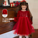 迪士尼連衣裙女童春季寶寶紅色公主裙子2026新款女孩過(guò)新年衣服拜年服