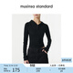 MUSINSA STANDARD韓國春季女士修身顯瘦簡(jiǎn)約百搭連帽長(cháng)袖T恤 黑色(BK) L