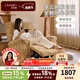 卡薩馳 CAASACI云擁單人沙發(fā)電動(dòng)多功能可躺客廳懶人沙發(fā)中古風(fēng)圈圈紗布藝搖搖椅 【新升級】親膚條紋·雪尼爾-焦黃奶白 電動(dòng)坐躺+USB+旋轉+搖擺+支架