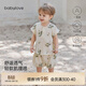 babylove寶寶背心套裝夏季衣服純棉無(wú)袖t恤短褲兩件套竹節棉透氣清涼夏裝 白玉相思 90