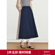 初語(yǔ)純棉半身裙女2025年春季新款后腰松緊A型裙純色百搭長(cháng)裙 藏青色 M