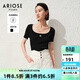 艾諾絲雅詩(shī)商場(chǎng)同款ariose夏季新品時(shí)髦修身方領(lǐng)短袖T恤針織衫女30438197 黑色 L