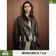 ELLE摩登復古立領(lǐng)皮衣外套女2025冬季新款高級感氣質(zhì)時(shí)髦PU皮風(fēng)衣 咖色 S