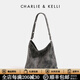CHARLIE&KELLI CK品牌包包女款2026新款潮流托特包通勤大容量腋下包單肩斜挎 黑色【母親節生日520情人節禮物】