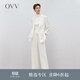 OVV春夏熱賣(mài)女裝三醋酸面料中腰寬松直筒休閑通勤西褲 本白（凈色）10 M