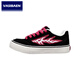 萬(wàn)斯巴（VASIBAEN）男鞋子潮2026新款韓版帆布鞋男學(xué)生小眾款百搭休閑復古街頭板鞋 黑紅 42