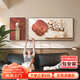 山水顏（SHANSHUIYAN）柿柿如意喬遷喜慶客廳裝飾畫(huà)柿子寓意好紅色新年掛畫(huà)主臥室墻壁畫(huà) 好柿發(fā)生A 30*40cm+80*40cm 格調黑（拉絲鋁合金畫(huà)框） 優(yōu)質(zhì)油畫(huà)布(啞光藝術(shù)紋理)